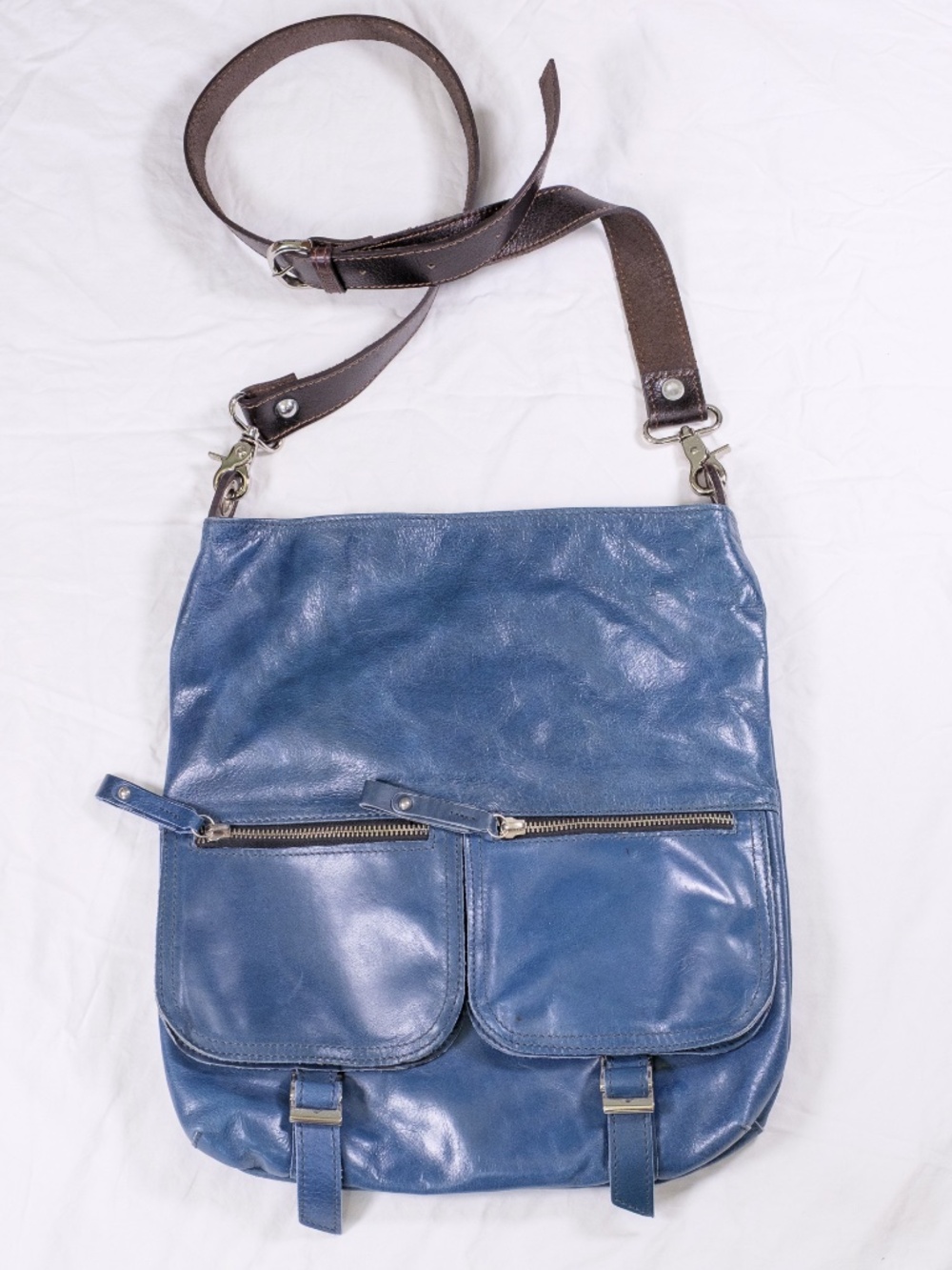 Tano Blue Teal Leather Crossbody Bag